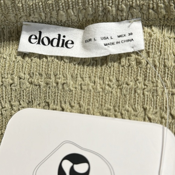 ELODIE Textured sage Green Mini Dress Stretchy Bodycon Short Sleeve Size L Party - Picture 5 of 7